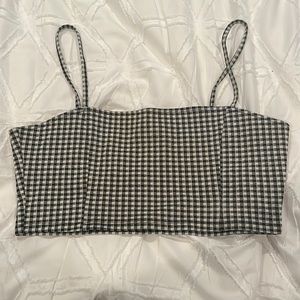 H&M gingham black and white crop top